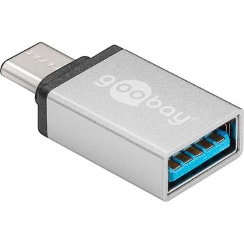 Goobay USB adapteris 56620, USB-C uz USB 3.0 Type A, 24 pin USB-C vīrišķais, 9 pin USB Type A sievišķais, 5 Gbit/s, sudraba (56620)