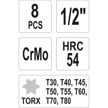 Yato ударный набор головок YT-1065, 8 шт, Torx, 1/2