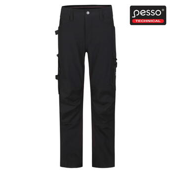 Pesso Mercury Stretch darba bikses KD145B_C48, C48, melnas, 0.69kg, Cordura, 4-virzienu stiepšanās, ceļgalu sargu kabatas (KD145B_C48)