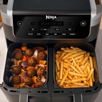 Ninja Foodi Dual Zone DZ801EU karstā gaisa fritieris cepšanai un gatavošanai 2470W 7.6L 2x3.8L 6 programmas 40-240°C DualZone (DZ801EU)