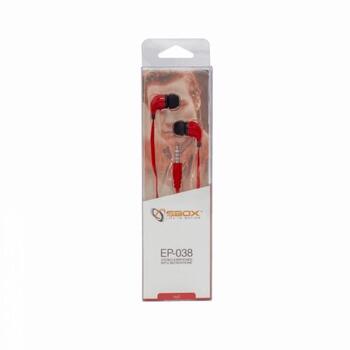Sbox Стереонаушники EP-038R, 18Гц-20кГц, 116дБ±3, 32Ω, 1,2м, Проводные, Встроенный микрофон, Пластик с UV покрытием (EP-038R)