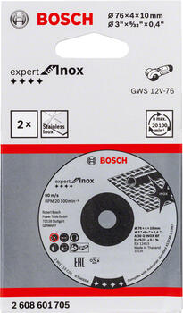 Slīpēšanas disks 76 x 4 x 10 mm, 2 gab, Mazām leņķa slīpmašīnām PRO STAINLESS STEEL AND METAL SLĪPRIPA, 2608601705, BOSCH (2608601705)