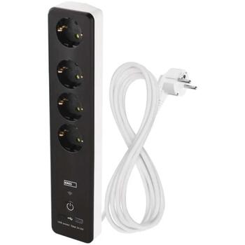 Emos удлинитель P1422SM, 2м, 4 розетки, с выключателем, 1x USB-A, 1x USB-C, 3680W, PVH, защита от детей (P1422SM)