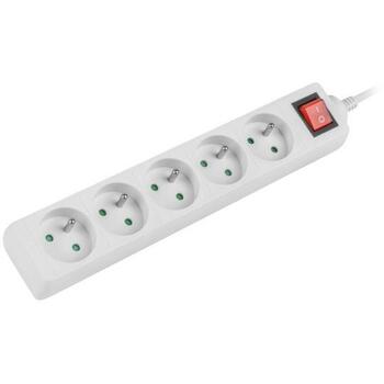 Lanberg удлинитель 3м, PS1-05E-0300-W, 5 розеток, выключатель, защита от детей, медный кабель (PS1-05E-0300-W)