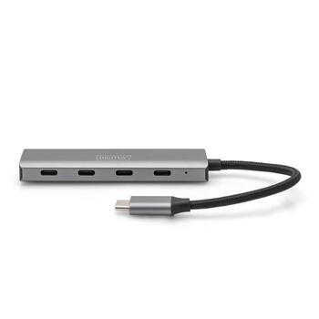Digitus USB centrmezgls DA-70246, 4 x USB-C, tumši pelēks, Genesys Logic GL3510 mikroshēma (DA-70246)