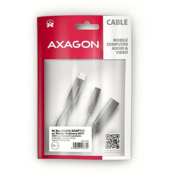Axagon USB adapteris ADA-HCPD, 384 kHz/32-bit DAC, strāvas piegāde 60W, TRRS savienojums, austiņu savienojums (ADA-HCPD)