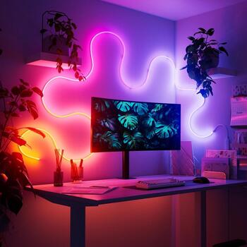 Nanoleaf Gudra daudzkrāsaina virves apgaismojuma lente, N7206K02-1LS, 5m, 2.88kg, 4.10kg, 2700-6500K, 16 miljoni krāsu, Wi-Fi (N7206K02-1LS)