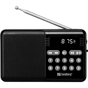Sandberg 421-18 Speaker Radio FM+BT, 5W, FM 87.5-108 MHz, BT 5.0, 1200 mAh, 15h, USB, MicroSD, displejs, kabatas lukturis (421-18)