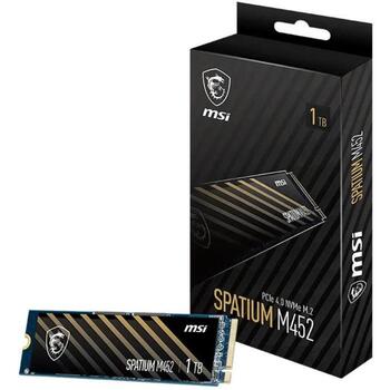 MSI SPATIUM M452 S78-440L970-P83, 1000ГБ, M.2 2280, PCIe 4.0 x4, NVMe 1.4, 3600/3100 МБ/с, 300 TBW, 3D NAND, Phison E29T (S78-440L970-P83)