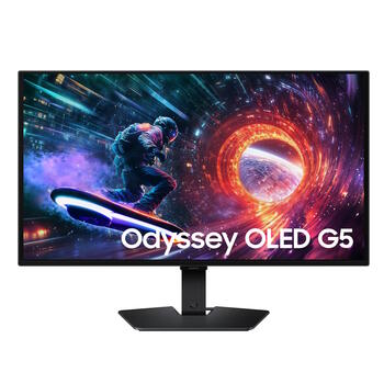 Spēļu monitors 27″ QD-OLED 2560×1440 180 Hz 0.03 ms HDR10 FreeSync G-Sync Odyssey OLED G5 LS27FG500SUXEN Melns Samsung (LS27FG500SUXEN)