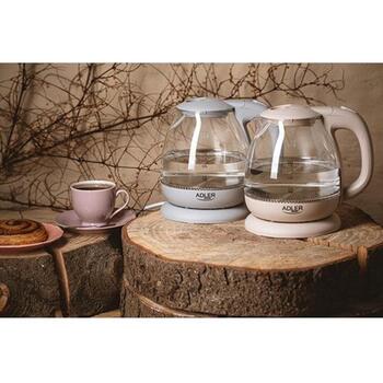 Adler Чайник AD 1283C, 900 W, 1 L, Стекло, 360° поворотная база, Кремовый (AD 1283 cream)