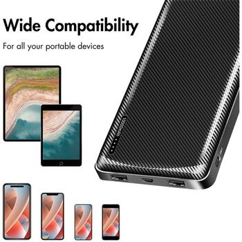 LogiLink PA0316 Power Bank, 10000 мАч, 2x USB-A, USB-C, 12 Вт, 2.4 А, LED-дисплей, черный (PA0316)
