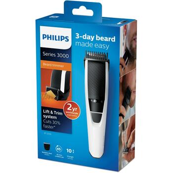 Philips bārdas skuveklis BT3206/14, 32mm, 0.5-10mm, 45min, 600min, Ni-MH, sudraba/melna, 1 uzgalis, mazgājams asmens (BT3206/14)