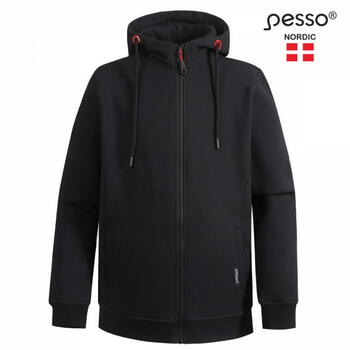 Pesso Jaka ar kapuci TURIN_BL-3XL, 3XL, melna, 65% kokvilna, 35% poliesteris, 300 g/m², rāvējslēdzējs, regulējama kapuce (TURIN_BL-3XL)