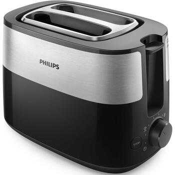 Philips Tosteris HD2516/90, 830 W, 2 atveres, plastmasas korpuss, melns (HD2516/90)