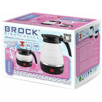 Brock WK 0904 BK Складной дорожный чайник, 0,5 л, 500 Вт, черный/белый, автоотключение, защита от перегрева (WK 0904 BK)