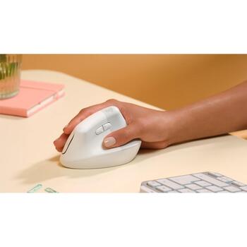 Logitech Lift вертикальная эргономичная мышь RIGH 910-006475, 4000 DPI, 4 кнопки, RF беспроводная + Bluetooth, белая (910-006475)