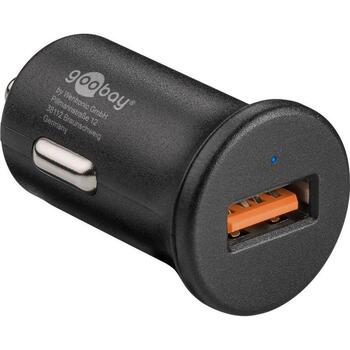 Goobay Automašīnas Lādētājs 45162, 18W, 1x USB 2.0, QC3.0, 12-24V, aizsardzība pret pārslodzi, melns (45162)