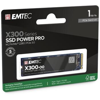 Emtec SSD M2 NVMe PCIe 3 X300 ECSSD1TX300, 1 TB, 3000 MB/s, 2500 MB/s, NVMe PCIe Gen 3.0 x4, M.2 2280 (ECSSD1TX300)