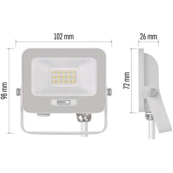 Emos LED-прожектор GLARO ZS2214W, 10 W, 1000 lm, IP65, нейтральный белый, алюминий, 120°, 20 000 ч (ZS2214W)