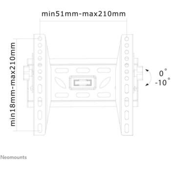 Neomounts televizora stiprinājums LED-W220, 22-40 collas, slīpuma leņķis 0-10°, maksimālā slodze 50 kg, VESA 100x100-200x200 mm (LED-W220)