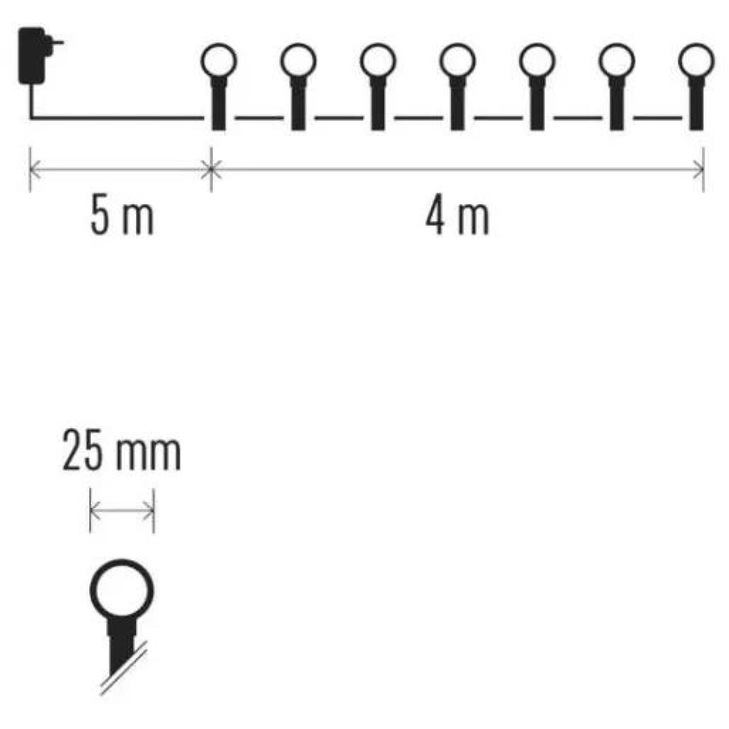 Emos Рождественская гирлянда D5AC01, 4 м, 40 LED, 3,6 Вт, IP44, холодный белый, 10 000 ч, 5 м длина кабеля (D5AC01)