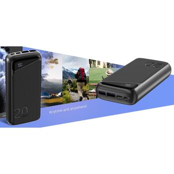 Navitel Power Bank PWR20 MX Black, 20000mAh, 3.7V, 74Wh, 2 USB-A порта, двунаправленный USB-C порт (PWR20 MX Black)