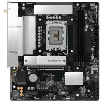 Asrock B860M Rock WiFi mātesplate, LGA 1851, micro ATX, DDR5, 2xDIMM, Wi-Fi 6E, BT 5.3, M.2, 2.5GbE (B860M ROCK WIFI)