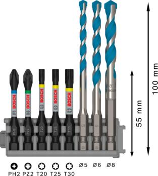 Tiecienskrūvgriežiem, akumulatoru skrūvgriežiem, triecienurbjmašīnām/triecienskrūvgriežiem PRO IMPACT MIXED SET BOSCH 2608577144 (2608577144)