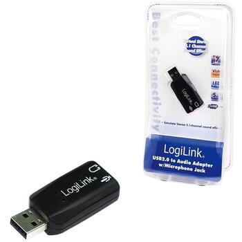 Logilink UA0053 skaņas karte, 5.1 kanāli, USB 2.0 A, 3.5 mm mikrofons, 3.5 mm austiņas, LED indikators, Plug and Play (UA0053)