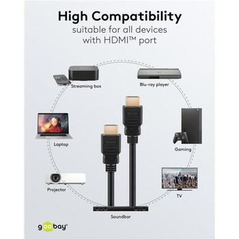 Goobay HDMI кабель 80105, 5 м, Ethernet, 4K60Hz, 19 pin HDMI Type A, экранированный, черный (80105)