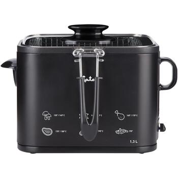 Jata Фритюрница FR5600, 1,3L, 1000W, металл, силикон, регулируемый термостат, стеклянная крышка, масляный фильтр (FR5600)