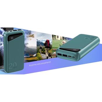 Navitel PWR20 MX Green PWR20 MX Green, 20000mAh, 3.7V, 74Wh, 2xUSB-A, divvirzienu USB-C, mikro-USB (PWR20 MX Green)