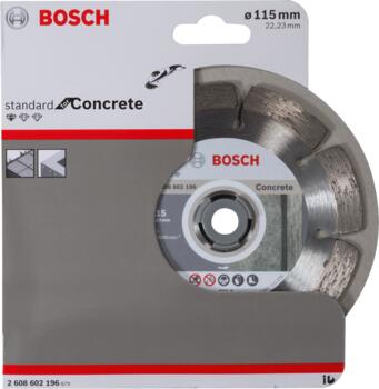 Dim. grieš. ripa BPE 115x22.23 mm, Mazām leņķa slīpmašīnām DIMANTA GRIEZĒJDISKS STANDARD FOR CONCRETE, 2608602196 BOSCH (2608602196)