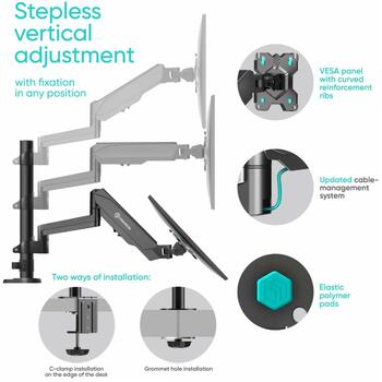 Onkron monitors dispeja piederums G140-B 13-32 collas, slodze 1-8 kg, VESA 75x75, 100x100 mm, slīpums -45° līdz +90° (G140-B)