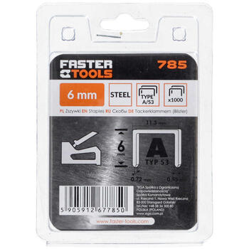 Скобы для степлера 6мм тип А/53 (1000 шт.) 785 FASTER Tools (785)