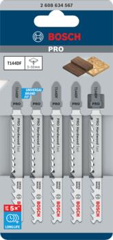 5 figūrzāģa asmeņi T 144 DF, Figūrzāģiem PRO HARDWOOD FAST T144DF FIGŪRZĀĢA ASMENS, 2608634567, BOSCH (2608634567)