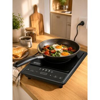 Brock HP 2009 индукционная плита, 2000 Вт, керамическая поверхность 25x25 см, ЖК-дисплей, 8 уровней температуры, таймер (HP 2009)