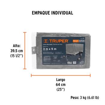 Īpaši izturīgs balts brezents 3х5m, 180g/m2 LT-35 TRUPER (LT-35)