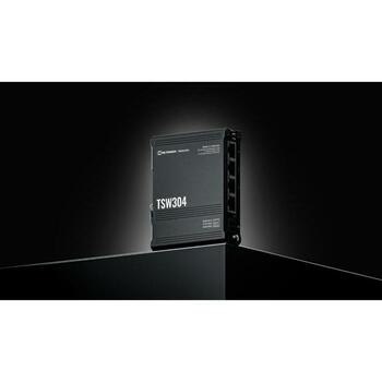Teltonika коммутатор TSW304 4 x 1000 Mbps, 7 - 57 V, IP30, PoE, DIN крепление, алюминий (TSW304)