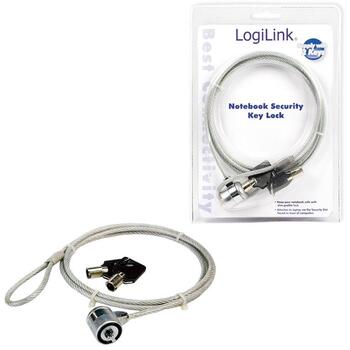 Logilink замок безопасности для ноутбука nbs003, 1.5 м, сталь, ПВХ покрытие, кодовый замок, 2 ключа (nbs003)