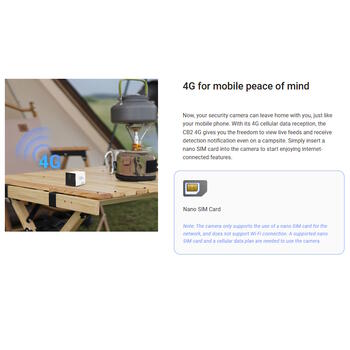 Ezviz CB2 CS-CB2-2K-4GA внутренняя 4MP 2K умная 4G SIM аккумуляторная камера, 2560x1440, 15fps, H.265, 10м ИК, 2.8mm, 106° (CS-CB2-2K-4GA)