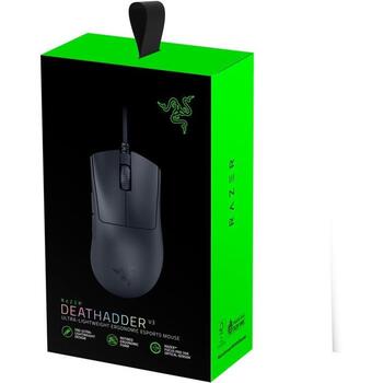 Razer DeathAdder V3 RZ01-04640100-R3M1 datorpele, 30000 dpi, USB-A, 6 pogas, optiskais sensors, 70 G, 750 ips, melna (RZ01-04640100-R3M1)