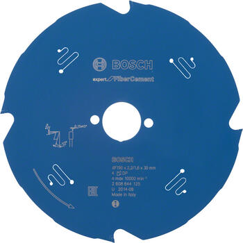 Ripzāģa disks FiberCement 190x30x2.2/1.6xZ4, Rokas ripzāģiem RIPZĀĢA ASMENS EXPERT FOR FIBRE CEMENT, 2608644125, BOSCH (2608644125)