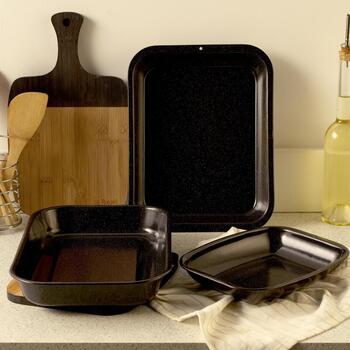 Russell Hobbs Набор противней и разделочной доски CW20701EU, 38см, 35см, 26см, углеродная сталь, черный, прямоугольный (CW20701EU)