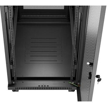 Lanberg servera skapis FF01-6032-23BL, 32U, 600x1000mm, IP20, 1200kg, melns RAL 9004, perforētas durvis, LCD displejs (FF01-6032-23BL)