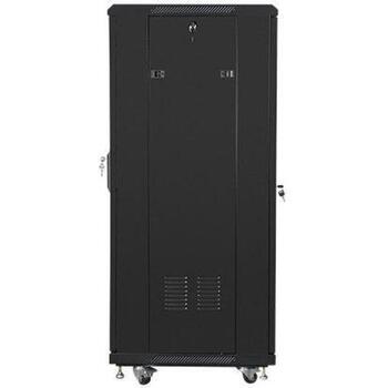 Lanberg Напольный шкаф FF01-6627-12B, 27U, 600mm, черный, максимальная нагрузка до 800kg, IP20, 2 вентилятора (FF01-6627-12B)