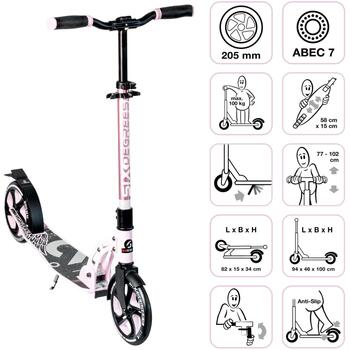 Saliekams alumīnija skrejritenis pilsētai 205mm līdz 100kg ABEC 7 regulējama stūre AU 569 Six Degrees (AU 569)