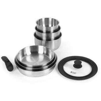 Russell Hobbs Набор посуды RH04041, серебристый, нержавеющая сталь, съемная ручка, 8 сковород (RH04041)