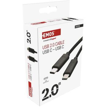 Emos Кабель для зарядки и передачи данных SM7029BL, 2 м, 100 Вт, 480 Мбит/с, черный, PVC, C-C разъемы (SM7029BL)